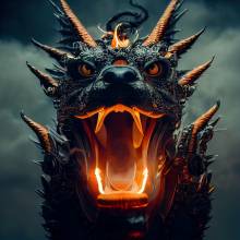 Midjourney A.i Art - Dragon, 70x70cm, 50 Farben, runde Steine, Vollbild