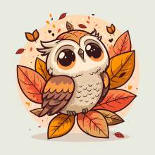 Diamond Painting picture, autumn owl, round stones, 35x35cm, 25 colours, full picture