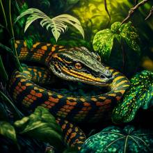 Diamond Painting picture, snake, round stones, 60x60cm, 35 colors, full image