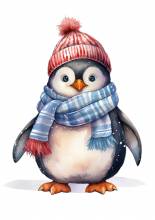 Diamond Painting picture, Little penguin, square stones, 35 colours, 35x50cm, full picture