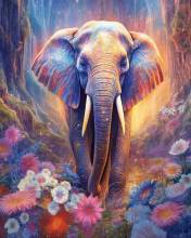 Diamond Painting Bild, Elefant, runde Steinchen, 70x90cm, 70 Farben, Vollbild