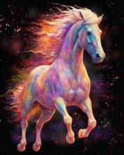 Diamond Painting picture, Horse and Fire, round stones, 70x90cm, 70 colours, full picture