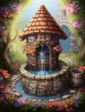 Diamond Painting picture, Wishing Fountain, square stones, 75x100cm, 70 colours, full picture