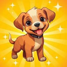 Diamond Painting picture, Puppy, round stones, 40x40cm, 35 colours, full picture