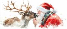 Diamond Painting picture, Christmas motif Santa and reindeer, square stones, 40x90cm, 40 colours, full picture