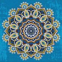 Mandala, Blue/Yellow, Glow In The Dark – Night Glow, Square Stones, 40x40cm, 43 Colours, Fullscreen