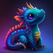 Diamond Painting Bild, blaues Drachenbaby, eckige Steinchen, 50 Farben, 60x60cm, Vollbild