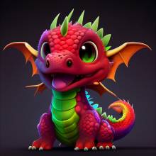 Diamond Painting picture, red dragon baby, square stones, 55 colours, 60x60cm, full picture