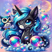 Michaela Klimes, Bubble Unicorn, round Stones, 50x50cm, 50 Colors incl. AB & Fairy Stones, Full Picture