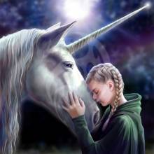 Anne Stokes, The Wish, 70x70cm, 55 colors, round stones, full image