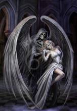 Vorlage (ohne Steine) Anne Stokes, Dance with Death, 70x100cm, 60 Farben, für runde Steine, Vollbild