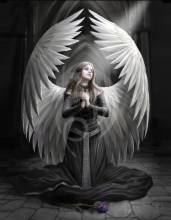 Vorlage (ohne Steine) Anne Stokes, Prayer for the Fallen, 70x90cm, 50 Farben, für runde Steine, Vollbild