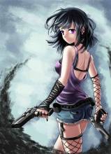 DrakeTurtle, Gun Girl, runden Steine, ca. 50x70cm, 55 Farben, Vollbild