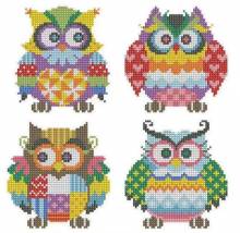 Sticker set, consisting of 4 stickers each approx. 12x13cm, motif owl, painting set complete with square stones