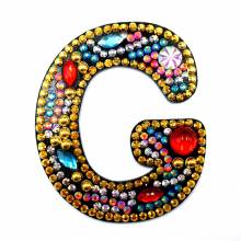 Keyring, letter G, painting set complete with rhinestones and special stones