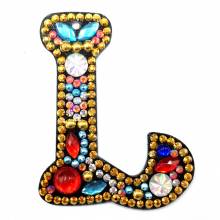 Keyring, letter L, painting set complete with rhinestones and special stones