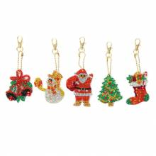 Keychain set, consisting of 5 pendants, motif Christmas, painting set complete with rhinestones & special stones