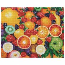 Crystal Art Kit, stretched on a wooden stretcher, Summer Fruits, round stones, approx. 50x40cm, full image