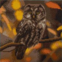 Diamond Painting Bild auf Keilrahmen gespannt, Tawny Owl, runde Diamanten, ca. 30x30cm, Vollbild