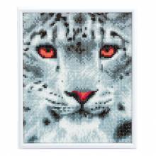 Diamond Painting picture with picture frame, snow leopard, round diamonds, approx. 21x25cm, full picture