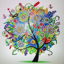 Diamond Painting picture, tree, summer, rhinestones, approx. 25x25cm, partial picture, good for beginners
