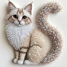 Diamond Painting Bild, Katze flauschig, 25x25cm, Strass-Steine, Teilbild, gut für Anfänger geeignet
