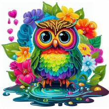 Diamond Painting picture, owl, rhinestone diamonds, approx. 25x25cm, partial picture, suitable for beginners