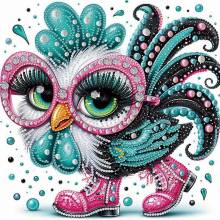 Diamond Painting picture, Chicken, rhinestone diamonds, approx. 25x25cm, partial picture, suitable for beginners