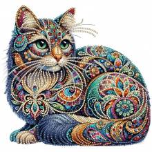 Diamond Painting Bild, Katze, Strass-Diamanten, ca. 25x25cm, Teilbild, gut für Anfänger geeignet
