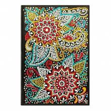 Notebook for painting, abstract flowers, rhinestones, approx. 14x20cm, lined 