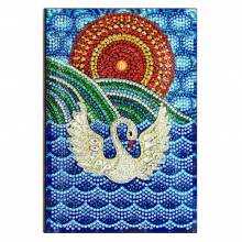 Notizbuch zum Painten, Schwan, Strass, ca. 14x20cm, liniert