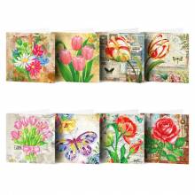 Greeting card set with 8 motifs, Best Wishes, Painting set complete with round stones