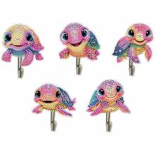 Hook self-adhesive turtles, set of 5 pieces for painting