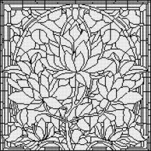 Canvas with motif (without stones) Flower window, 50x50cm, for round stones, full screen