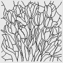Canvas with motif (without stones) bouquet of tulips, 40x40cm, for square stones, full screen