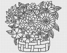 Leinwand mit Motiv (ohne Steine) Blumenkorb, 40x50cm, für runde Steine, Vollbild