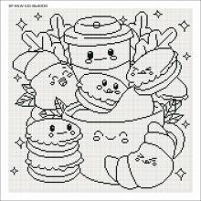 Canvas with motif (without stones) Sweet Breakfast, 40x40cm, for square stones, full screen