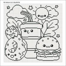 Canvas with motif (without stones) Happy Snack, 30x30cm, for square stones, full screen