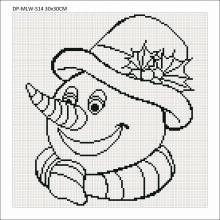 Canvas with motif (without stones) snowman, 30x30cm, for square stones, full screen