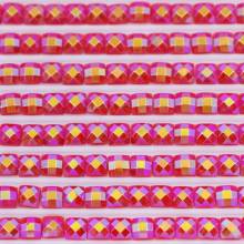 AB stones, square, (Irisizing), 666, Red Bright, 200 pieces