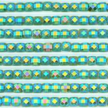 AB Stones, square, (Iridescent), 905, Parrot Green Dark, 200 pieces