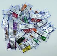 Set, square stones, all metallic stones from 155 - 3837, Gold, Silver, Himatite, one bag each