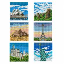 Diamond Painting Tiny pictures, Historic Places, square stones, 6 pictures á 10x10cm, 40 colors, full screen