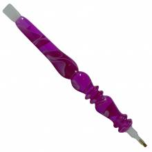Pen for Diamond Painting, curved,  pink, acrylic, hand-turned with multiple attachments, wax necessary