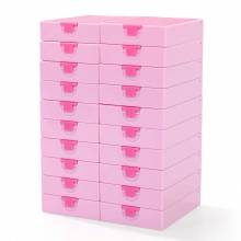 Trabricks, 7x5cm, set of 20 - Rosa combination of tray and storage box, hinged lid, can be closed tightly