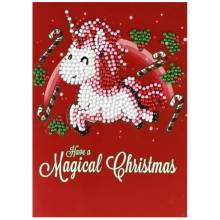 Weihnachtskarte Einhorn, Painting-Set komplett mit runden Steinchen