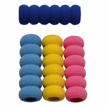 Set mit 4 Schaumstoff-Stifthaltern für den Aufnahmestift, Farben rosa, hellblau, dunkelblau, gelb