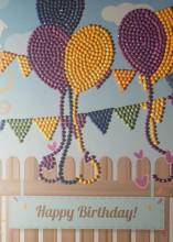 Birthday card 4 balloons, painting set complete with round stones