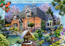 Vorlage (ohne Steine) Howard Robinson, Snowdrop Cottage, 70x100cm, 70 Farben, für eckige Steine, Vollbild