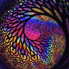 Diamond Painting Bild, bunter Baumwirbel, runde Steine, 60x60cm,  48 Farben, Vollbild